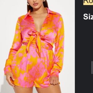 Fashion Nova Vacation Mami Satin Romper